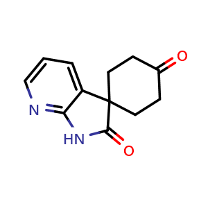 Chemical structure of 1',2'-Dihydrospiro[cyclohexane-1,3'-pyrrolo[2,3-b]pyridine]-2',4-dione , CAS 1638768-64-5, AChemBlock L21443
