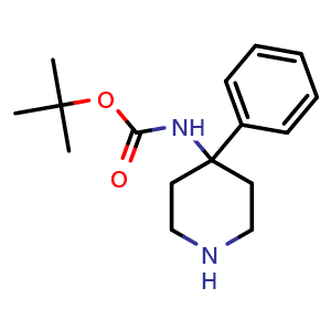 Chemical structure of tert-Butyl N-(4-phenylpiperidin-4-yl)carbamate , CAS 178914-47-1, AChemBlock L21444