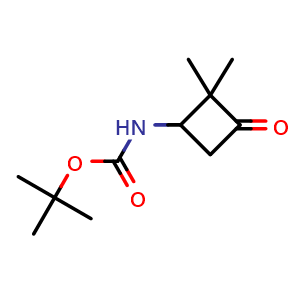 Chemical structure of tert-Butyl N-(2,2-dimethyl-3-oxocyclobutyl)carbamate , CAS 1434141-90-8, AChemBlock L21450