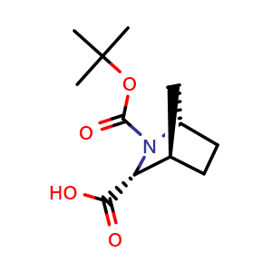 Chemical structure of (1S,3R,4R)-2-[(tert-Butoxy)carbonyl]-2-azabicyclo[2.2.1]heptane-3-carboxylic acid , CAS 291775-53-6, AChemBlock L21463