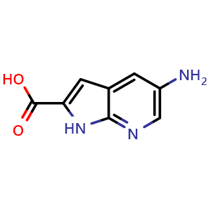 Chemical structure of 5-Amino-1H-pyrrolo[2,3-b]pyridine-2-carboxylic acid , CAS 1260385-74-7, AChemBlock L21466