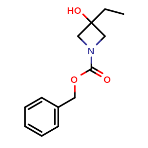 Chemical structure of Benzyl 3-ethyl-3-hydroxyazetidine-1-carboxylate , CAS 1356109-43-7, AChemBlock L21468
