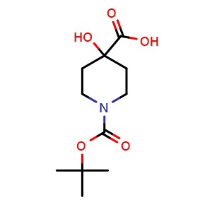 Chemical structure of 1-[(Tert-Butoxy)carbonyl]-4-hydroxypiperidine-4-carboxylic acid , CAS 495414-64-7, AChemBlock L21612