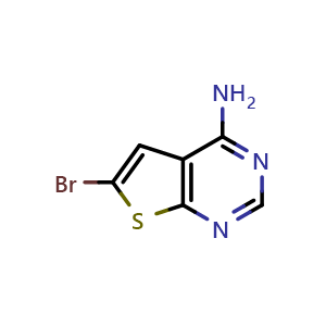 Chemical structure of 6-Bromothieno[2,3-d]pyrimidin-4-amine , CAS 60703-81-3, AChemBlock L21624