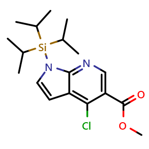 Chemical structure of Methyl 4-chloro-1-[tris(propan-2-yl)silyl]-1H-pyrrolo[2,3-b]pyridine-5-carboxylate , CAS 685513-97-7, AChemBlock L21632