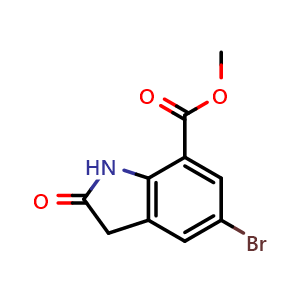 Chemical structure of methyl 5-bromo-2-oxoindoline-7-carboxylate , CAS 898747-32-5, AChemBlock L21649
