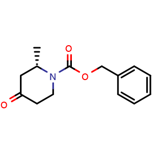 Chemical structure of Benzyl (2S)-2-methyl-4-oxopiperidine-1-carboxylate , CAS 921599-74-8, AChemBlock L21653
