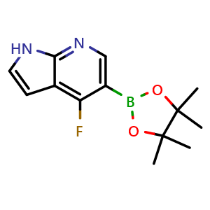 Chemical structure of 4-Fluoro-5-(tetramethyl-1,3,2-dioxaborolan-2-yl)-1H-pyrrolo[2,3-b]pyridine , CAS 2304635-17-2, AChemBlock L21665