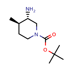 Chemical structure of rac-tert-butyl (3R,4S)-3-amino-4-methylpiperidine-1-carboxylate , CAS 1271810-27-5, AChemBlock L21707