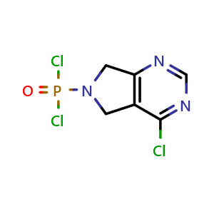 Chemical structure of {4-Chloro-5H,6H,7H-pyrrolo[3,4-d]pyrimidin-6-yl}phosphonoyl dichloride , CAS 2090838-15-4, AChemBlock L21738