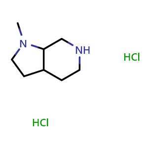 Chemical structure of 1-Methyl-octahydro-1H-pyrrolo[2,3-c]pyridine dihydrochloride , CAS 2126177-49-7, AChemBlock L21754