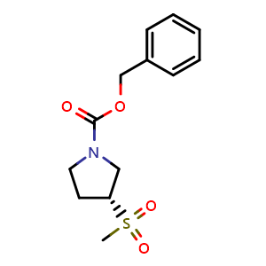 Chemical structure of Benzyl (3R)-3-methanesulfonylpyrrolidine-1-carboxylate , CAS 2102409-37-8, AChemBlock L21758