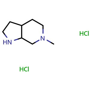 Chemical structure of 6-Methyl-octahydro-1H-pyrrolo[2,3-c]pyridine dihydrochloride , CAS 2126160-15-2, AChemBlock L21770