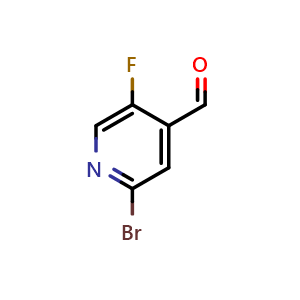 Chemical structure of 2-Bromo-5-fluoropyridine-4-carbaldehyde , CAS 1005291-43-9, AChemBlock L21793
