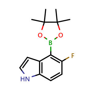 Chemical structure of 5-Fluoro-4-(tetramethyl-1,3,2-dioxaborolan-2-yl)-1H-indole , CAS 1072009-08-5, AChemBlock L21816