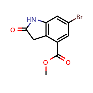 Chemical structure of methyl 6-bromo-2-oxoindoline-4-carboxylate , CAS 1090903-69-7, AChemBlock L21819