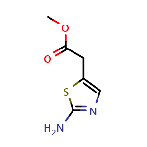 Chemical structure of (2-Amino-thiazol-5-yl)-acetic acid methyl ester , CAS 110295-93-7, AChemBlock L21827