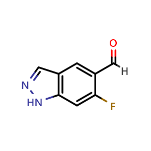 Chemical structure of 6-Fluoro-1H-indazole-5-carbaldehyde , CAS 1126425-15-7, AChemBlock L21833