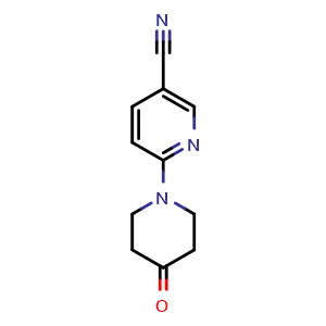 Chemical structure of 6-(4-Oxopiperidin-1-yl)pyridine-3-carbonitrile , CAS 116248-07-8, AChemBlock L21853