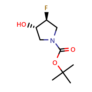 Chemical structure of tert-Butyl (3S,4S)-3-fluoro-4-hydroxypyrrolidine-1-carboxylate , CAS 1174020-51-9, AChemBlock L21858