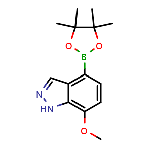 Chemical structure of 7-Methoxy-4-(4,4,5,5-tetramethyl-1,3,2-dioxaborolan-2-yl)-1H-indazole , CAS 1186422-15-0, AChemBlock L21867