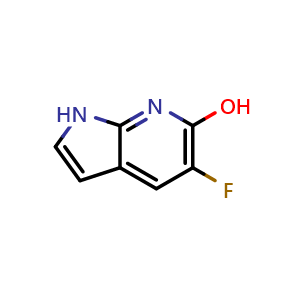 Chemical structure of 5-Fluoro-1H-pyrrolo[2,3-b]pyridin-6-ol , CAS 1190316-03-0, AChemBlock L21869