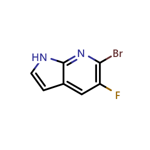 Chemical structure of 6-Bromo-5-fluoro-1H-pyrrolo[2,3-b]pyridine , CAS 1190321-99-3, AChemBlock L21870