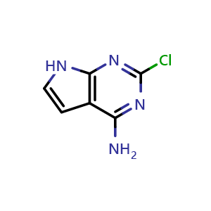 Chemical structure of 2-Chloro-7H-pyrrolo[2,3-d]pyrimidin-4-amine , CAS 1192711-88-8, AChemBlock L21875