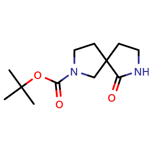 Chemical structure of tert-Butyl 6-oxo-2,7-diazaspiro[4.4]nonane-2-carboxylate , CAS 1194376-44-7, AChemBlock L21876