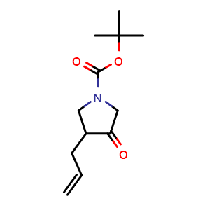 Chemical structure of tert-Butyl 3-oxo-4-(prop-2-en-1-yl)pyrrolidine-1-carboxylate , CAS 120871-73-0, AChemBlock L21891