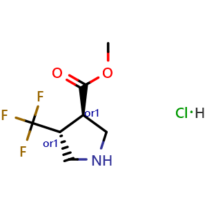 Chemical structure of Methyl trans-4-(trifluoromethyl)pyrrolidine-3-carboxylate hydrochloride , CAS 1212115-75-7, AChemBlock L21897