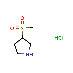 Chemical structure of 3-Methanesulfonylpyrrolidine hydrochloride , CAS 1215368-15-2, AChemBlock L21899