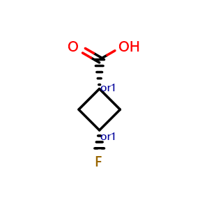 Chemical structure of Cis-3-fluorocyclobutane-1-carboxylic acid , CAS 123812-78-2, AChemBlock L21925
