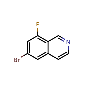 Chemical structure of 6-Bromo-8-fluoroisoquinoline , CAS 1258833-77-0, AChemBlock L21940