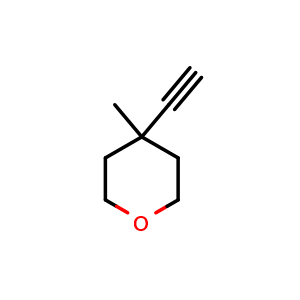 Chemical structure of 4-Ethynyl-4-methyloxane , CAS 1363382-15-3, AChemBlock L22000