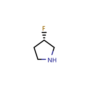 Chemical structure of (3S)-3-Fluoropyrrolidine , CAS 136725-54-7, AChemBlock L22005