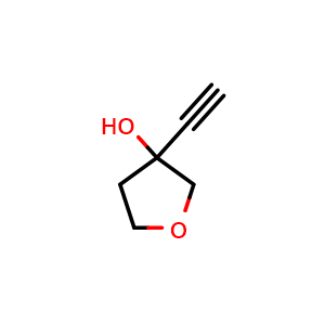 Chemical structure of 3-Ethynyloxolan-3-ol , CAS 137344-86-6, AChemBlock L22008