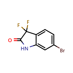 Chemical structure of 6-Bromo-3,3-difluoro-2,3-dihydro-1H-indol-2-one , CAS 1393532-37-0, AChemBlock L22020