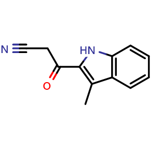 Chemical structure of 3-(3-Methyl-1H-indol-2-yl)-3-oxopropanenitrile , CAS 1414944-13-0, AChemBlock L22040