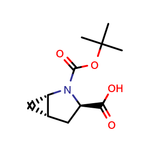 Chemical structure of (1S,3R,5S)-2-Boc-2-azabicyclo[3.1.0]hexane-3-carboxylic acid , CAS 1417743-41-9, AChemBlock L22043
