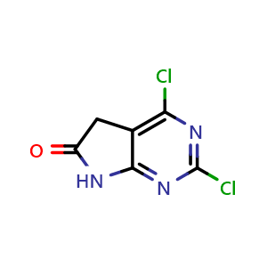 Chemical structure of 2,4-Dichloro-5H,6H,7H-pyrrolo[2,3-d]pyrimidin-6-one , CAS 1520452-96-3, AChemBlock L22086