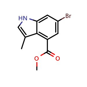 Chemical structure of Methyl 6-bromo-3-methyl-1H-indole-4-carboxylate , CAS 1583272-35-8, AChemBlock L22104