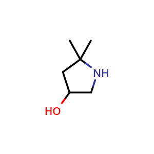 Chemical structure of 5,5-Dimethylpyrrolidin-3-ol , CAS 1784937-75-2, AChemBlock L22151