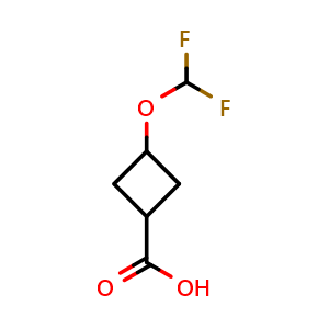 Chemical structure of 3-(Difluoromethoxy)cyclobutane-1-carboxylic acid , CAS 1803603-34-0, AChemBlock L22171