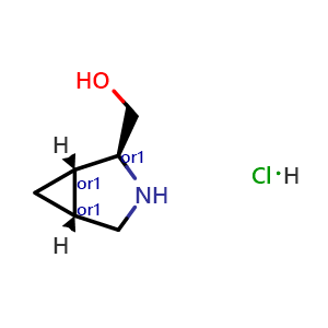 Chemical structure of (1S,2S,5R)-rel-3-azabicyclo[3.1.0]hexan-2-ylmethanol hydrochloride , CAS 1818847-65-2, AChemBlock L22191