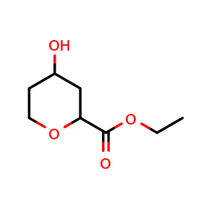 Chemical structure of Ethyl 4-hydroxyoxane-2-carboxylate , CAS 1822505-24-7, AChemBlock L22197