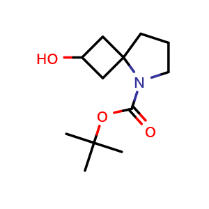 Chemical structure of tert-Butyl 2-hydroxy-5-azaspiro[3.4]octane-5-carboxylate , CAS 1934835-43-4, AChemBlock L22222