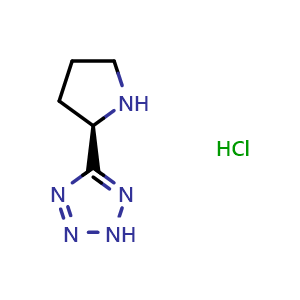 Chemical structure of 5-[(2R)-Pyrrolidin-2-yl]-2H-1,2,3,4-tetrazole hydrochloride , CAS 1956437-95-8, AChemBlock L22229
