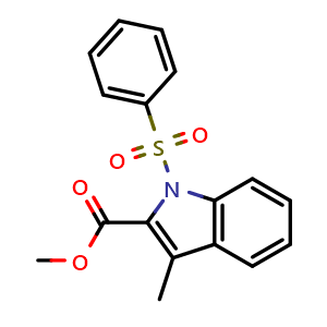 Chemical structure of Methyl 1-(benzenesulfonyl)-3-methyl-1H-indole-2-carboxylate , CAS 2055840-89-4, AChemBlock L22250