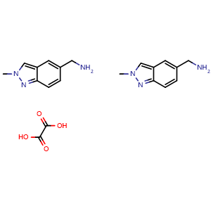 Chemical structure of (2-Methyl-2H-indazol-5-yl)methanamine hemioxalate , CAS 2055841-17-1, AChemBlock L22254